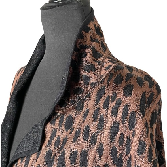 St. John Wool Blend Leopard Knit Cape Poncho | Double Breasted Statement Wrap - Picture 6 of 13